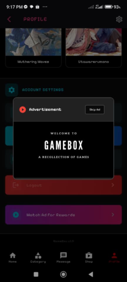 GameBox Mobile App